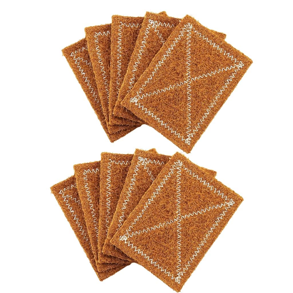 Natural Coconut Coir Scrubber Single Stitched | Eco-Friendly Dish Wash Scrub Pad | Heavy Duty Kitchen Utensil Cleaner | Biodegradable Coir Scrub (Pack of 10)
